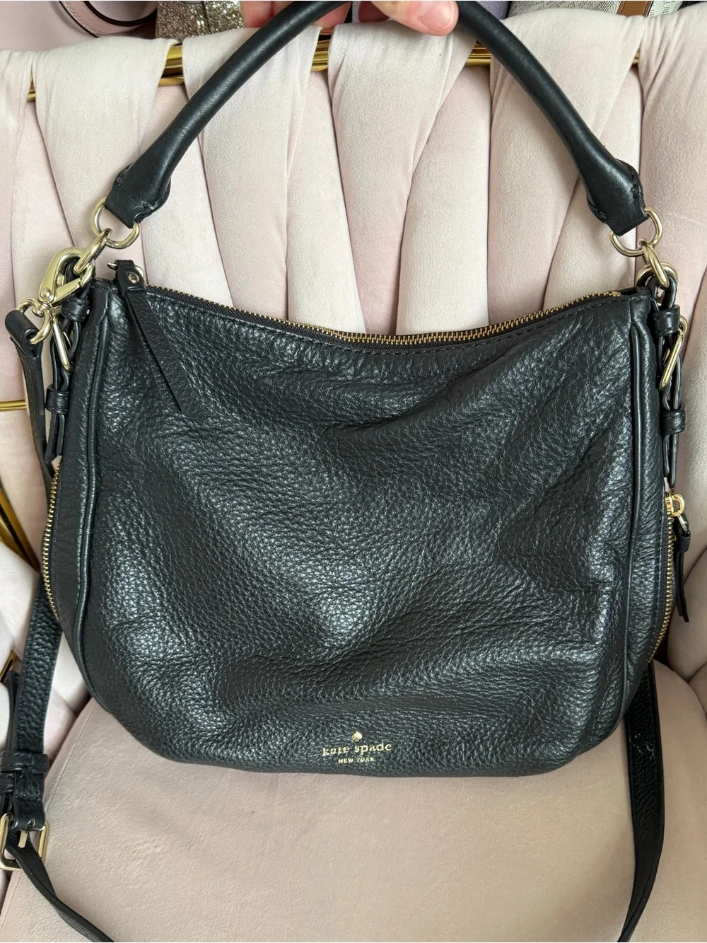 Kate Spade ♠️ Cobble Hill Ella Black Leather Shoulder Bag